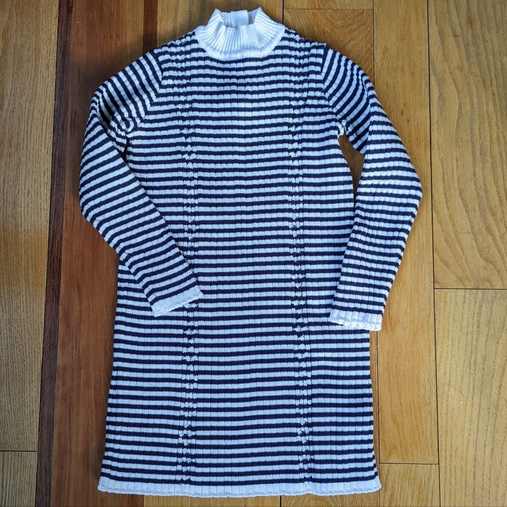 Janie and Jack Navy White Striped Knit Dress Sz 6